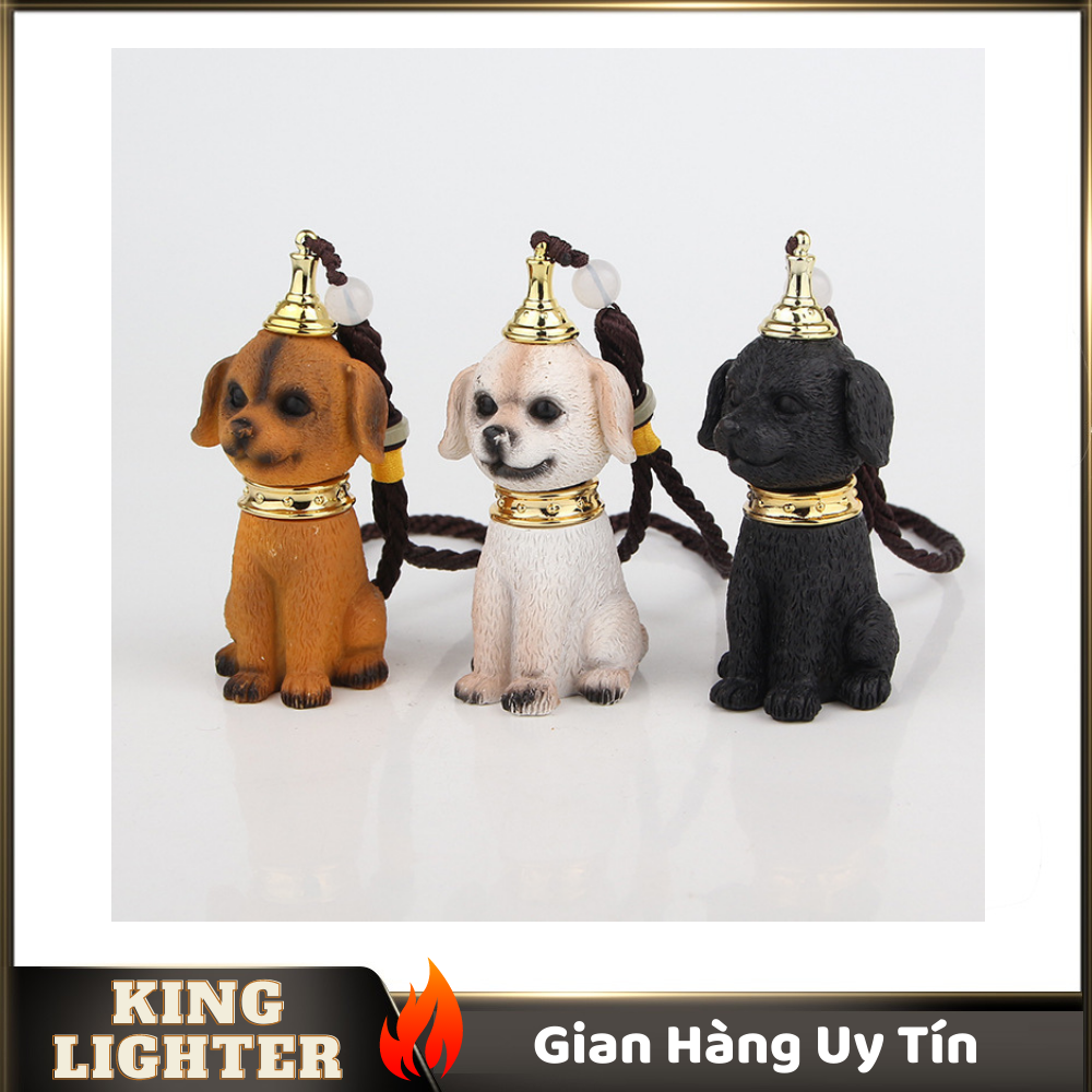 Bật lửa xăng ds-100 kiểu dáng chú chó 3 màu dễ thương có hộp đựng quà tặng