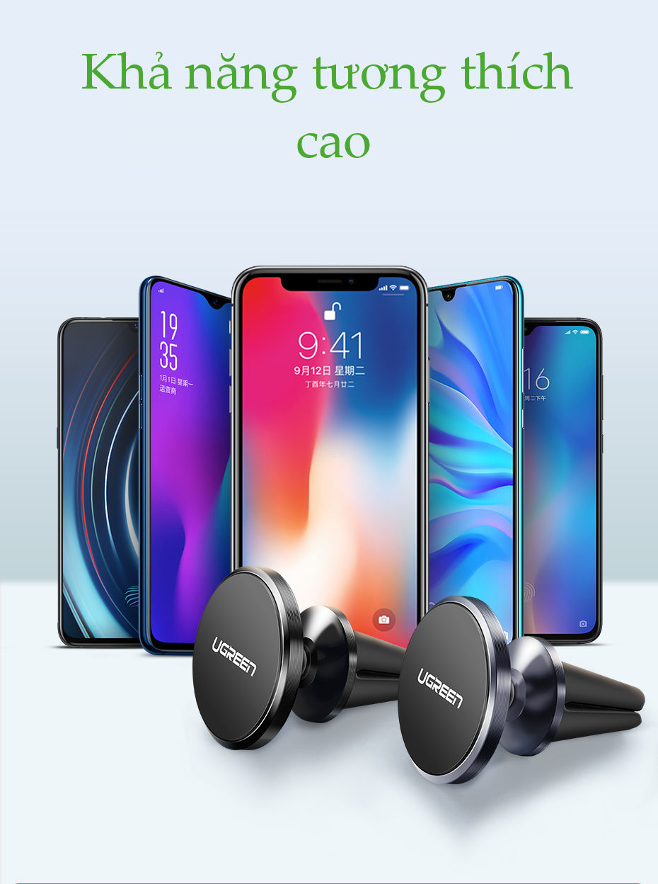 Giá đỡ điện thoại từ tính trên xe hơi tương thích với điện thoại kích thước từ 4-7 inch UGREEN 50871 Giá đỡ điện thoại từ tính trên xe hơi tương thích với điện thoại kích thước từ 4-7 inch UGREEN 50871
