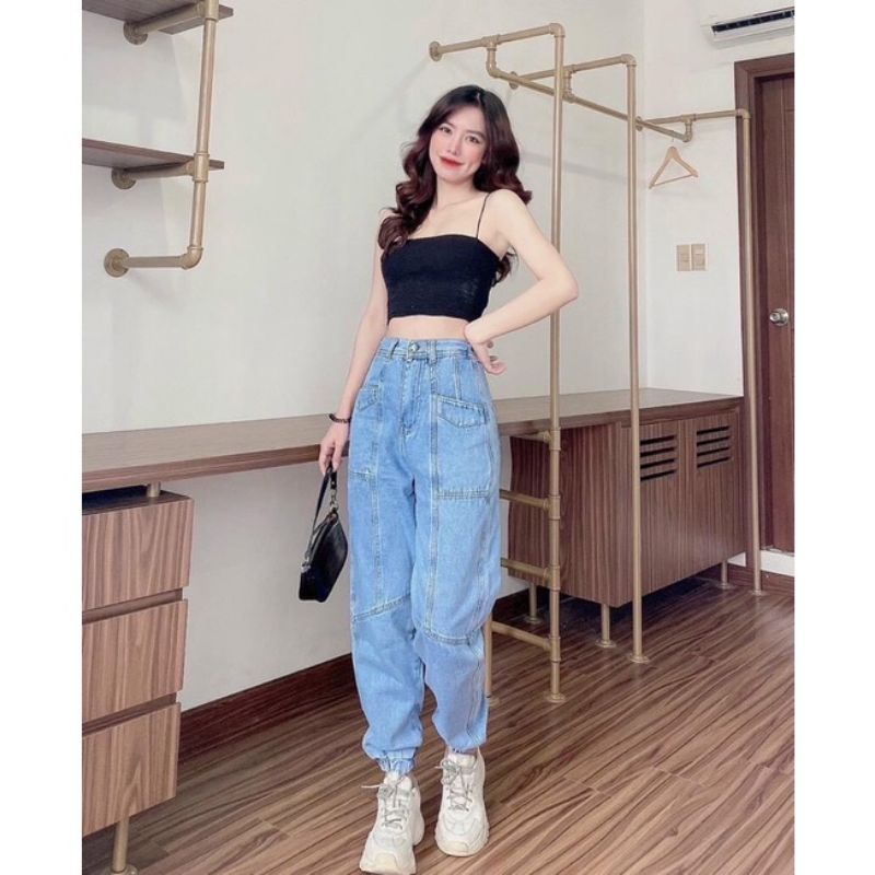 Quần Jeans baggy lưng cao tôn dáng Q8