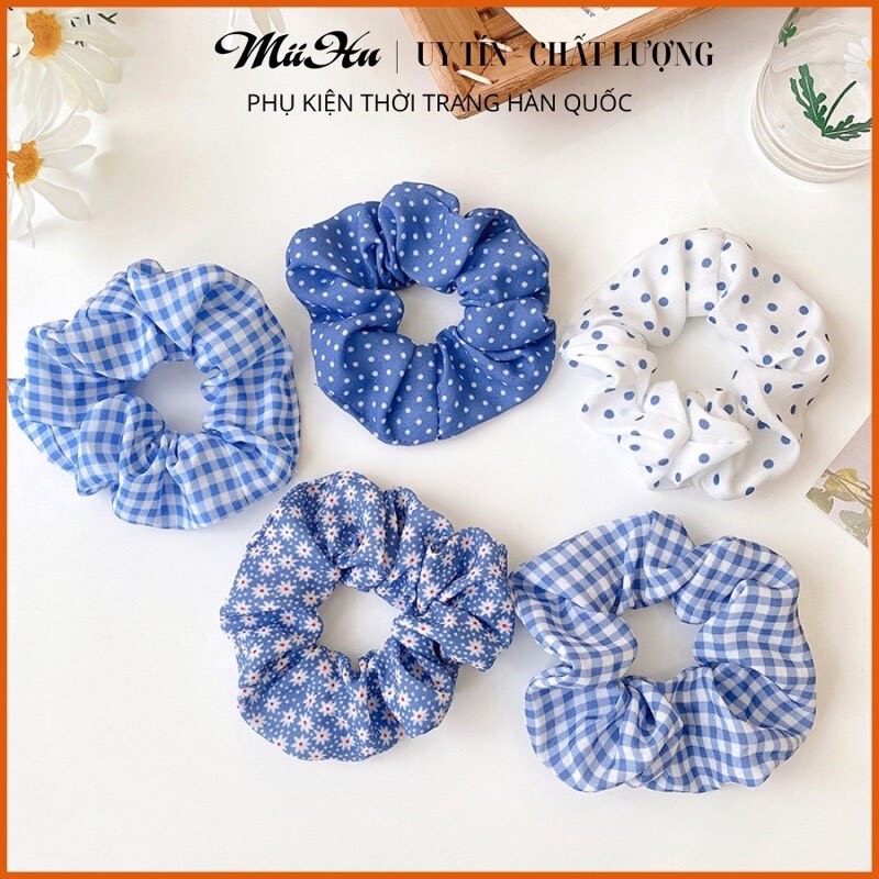 Scrunchies buộc tóc nữ xanh