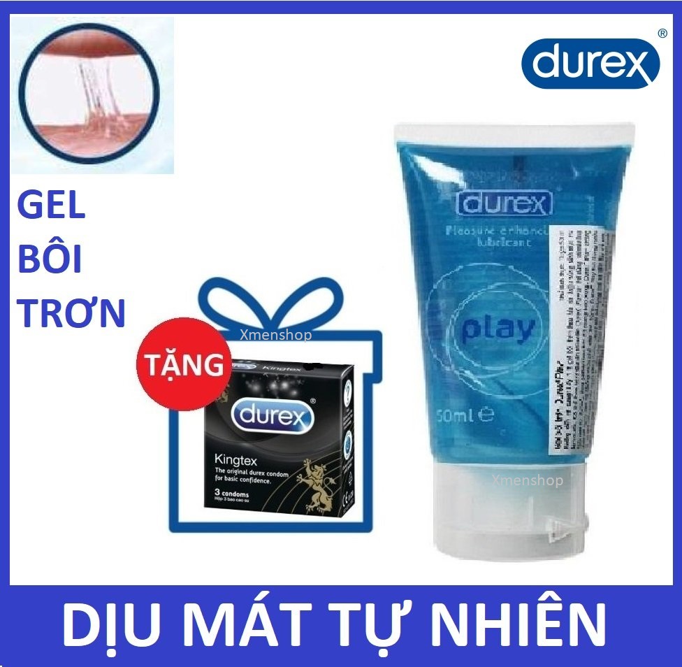[HCM]Combo 1 chai Gel bôi trơn Durex PLAY 50ml - Dịu mát cùng thiên nhiên tặng 1 hộp bcs 3c