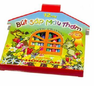 Bút sáp màu thơm 12 cây Hồng Ân hình ngôi nhà