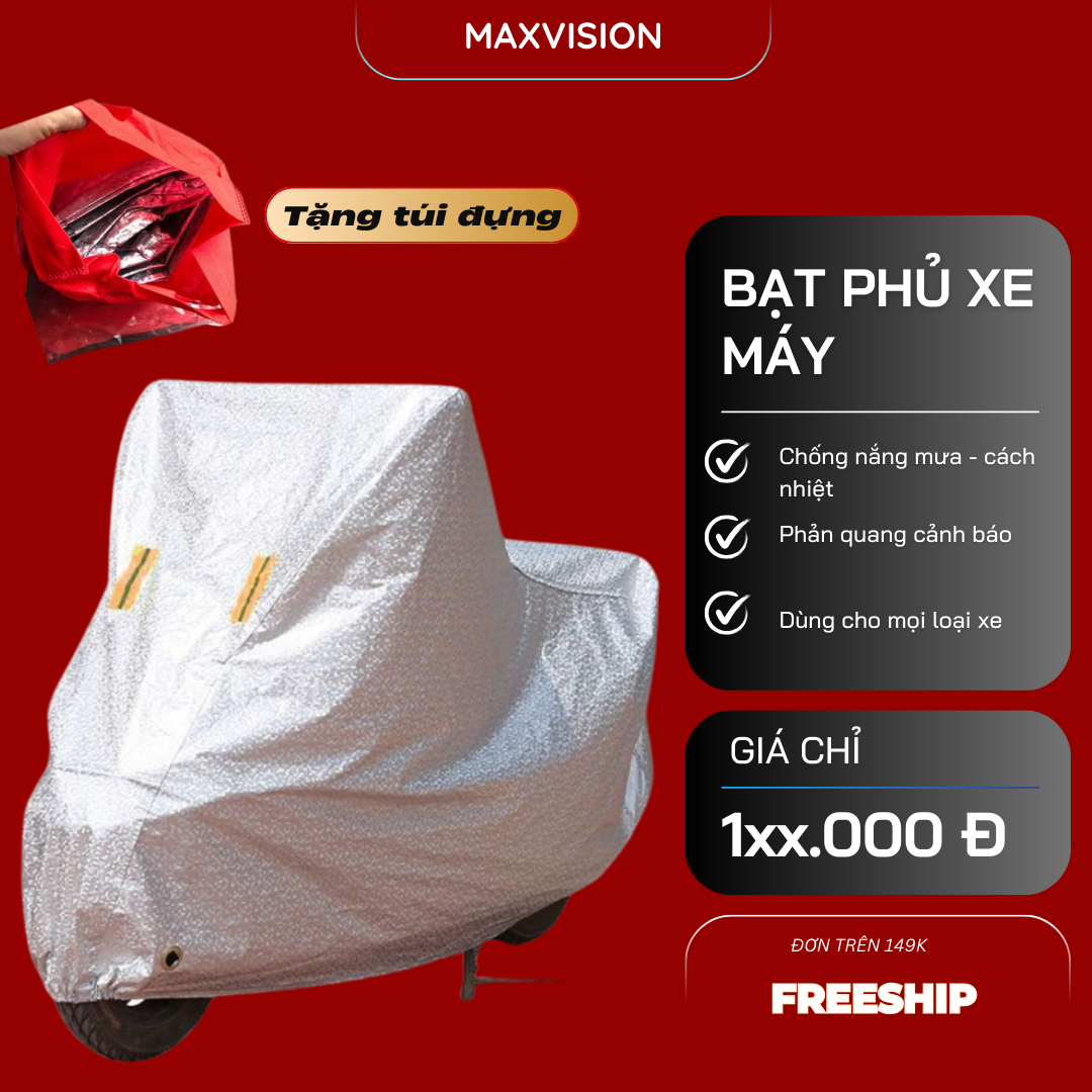 Áo trùm xe máy, Bạt phủ xe máy cao cấp chống nắng, chống mưa, chống thấm tuyệt đối