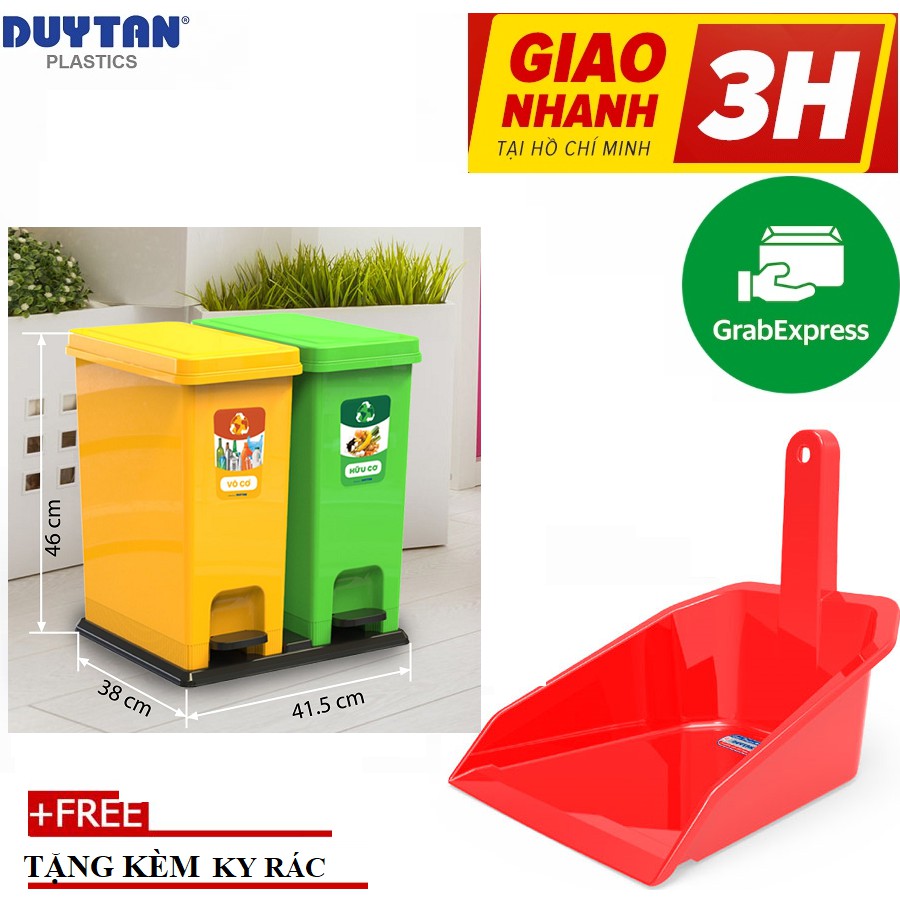 Thùng rác phân loại eco duy tân bộ 2 cái- tặng kèm ky rác