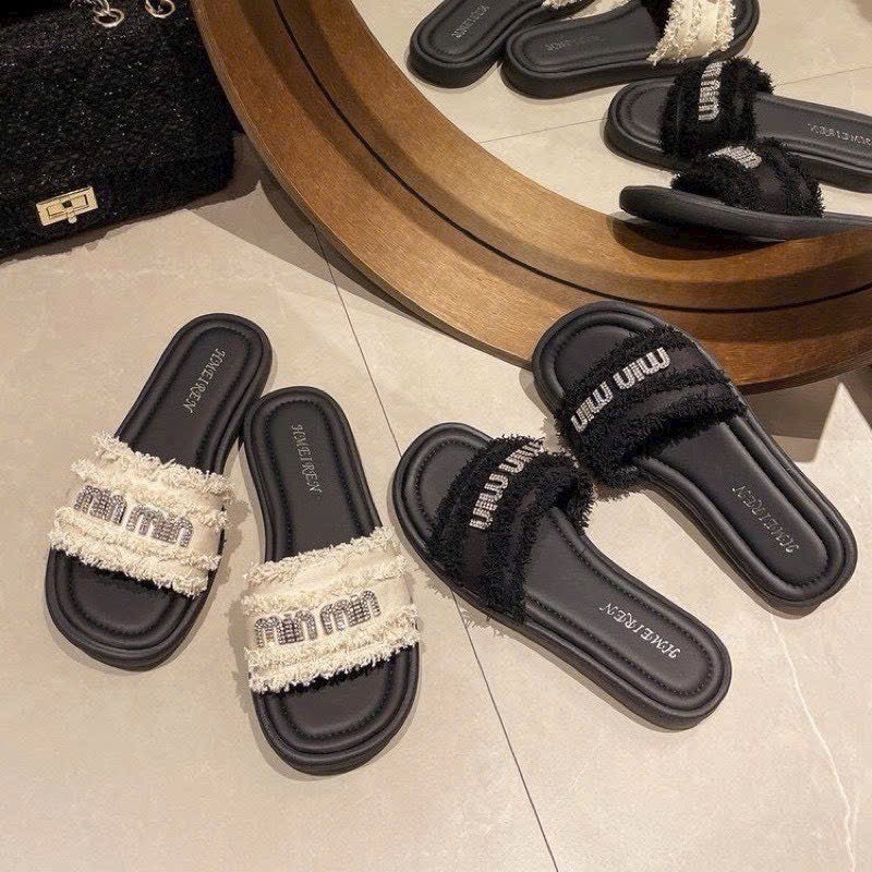 DÉP LÊ NỮ QUAI NGANG TUA RUA MIN ĐÁ ĐẾ 2CM CỰC XINH- MÃ 1126