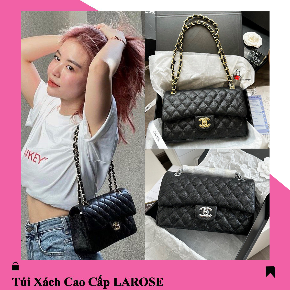 Túi xách nữ cao cấp clasic đeo vai đeo chéo hàng supper l01064 larose