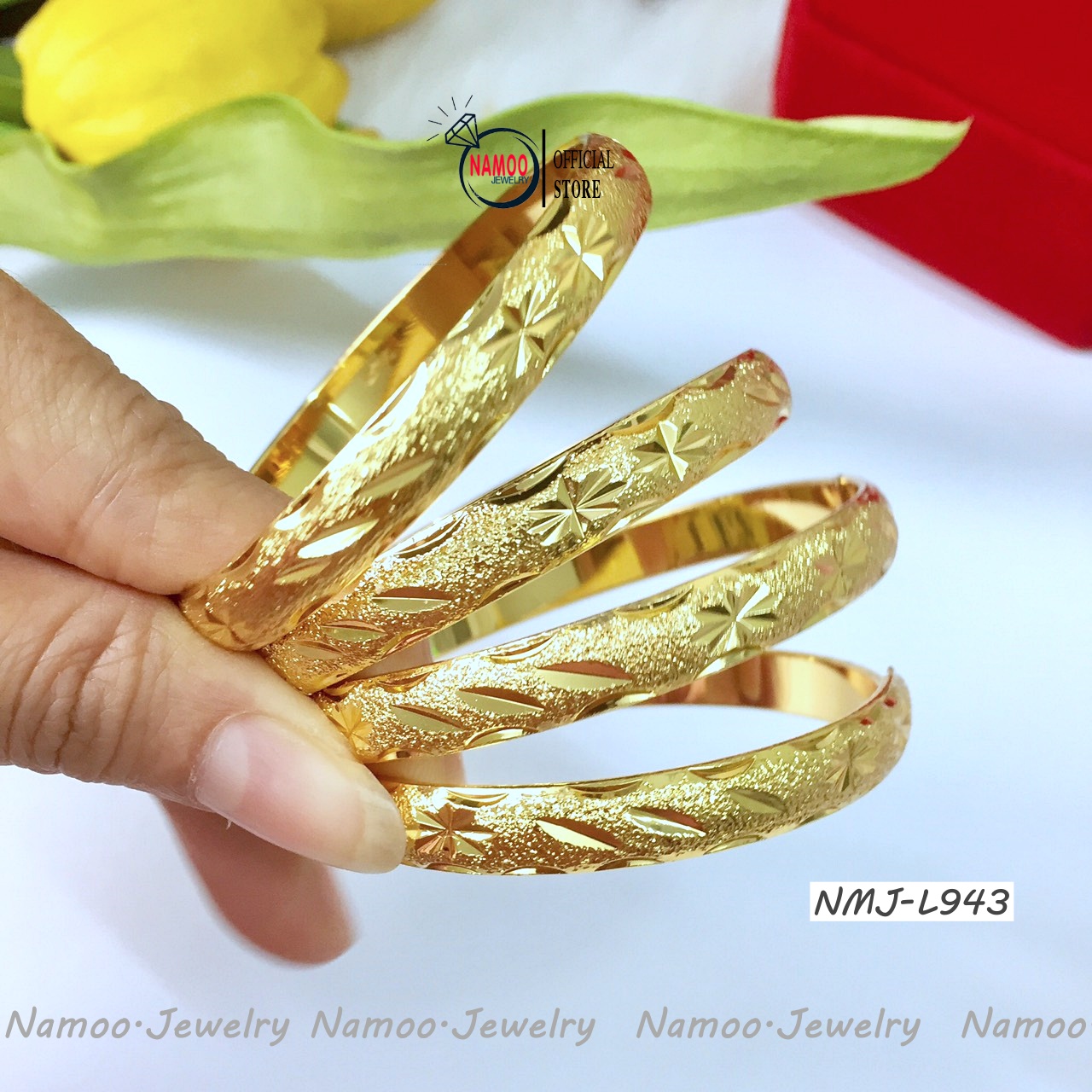 Kiềng tay nữ l943 mạ vạng bản 8 ly