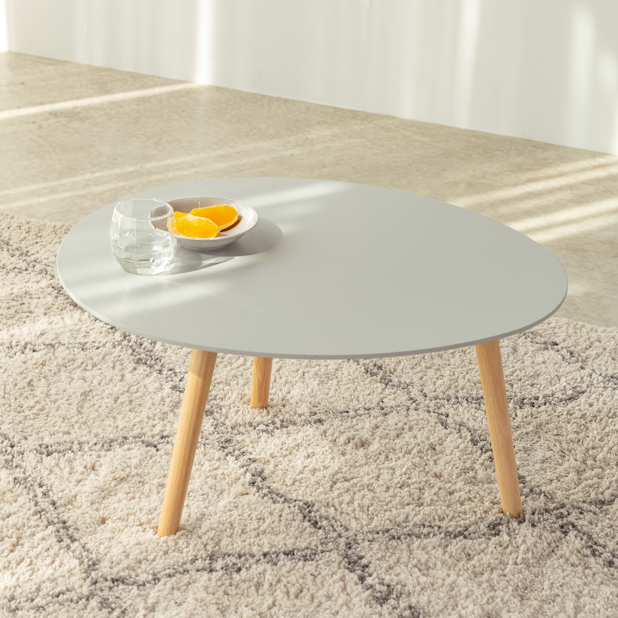 Bàn sofa – bàn cafe – bàn trà gỗ cao su moho milan 601 xám