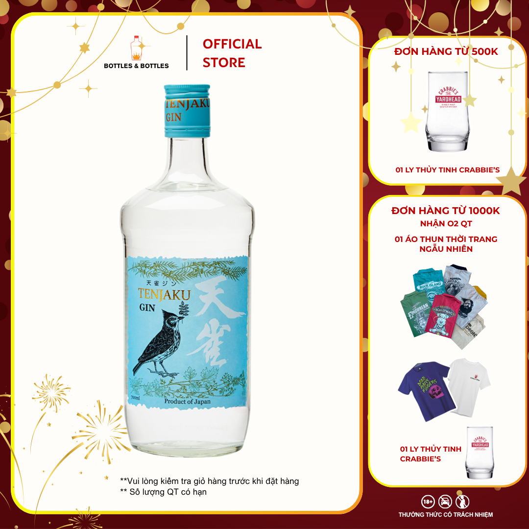 [CHÍNH HÃNG] Rượu Gin Nhật Bản Tenjaku - 700ML - 37,5%