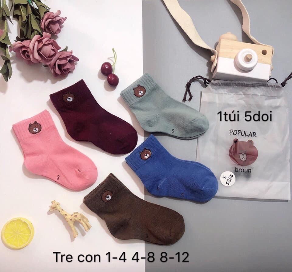 Set 5 đôi tất gấu cho bé