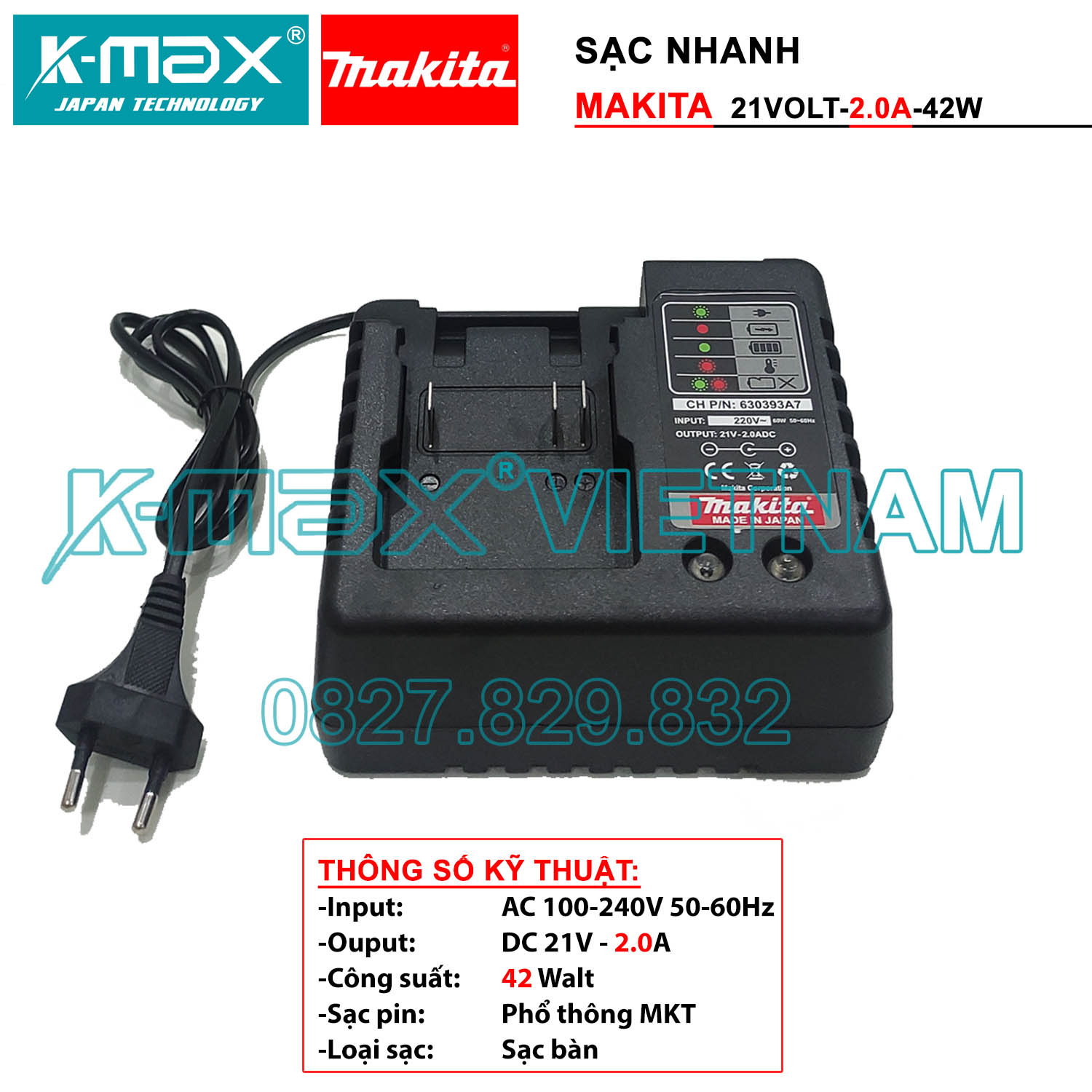 Sạc bàn chân pin phổ thông MAKITA, dùng cho pin 20v,21v,199v,198v,40v, máy khoan, máy siết bulong, pin 10cell, 15cell