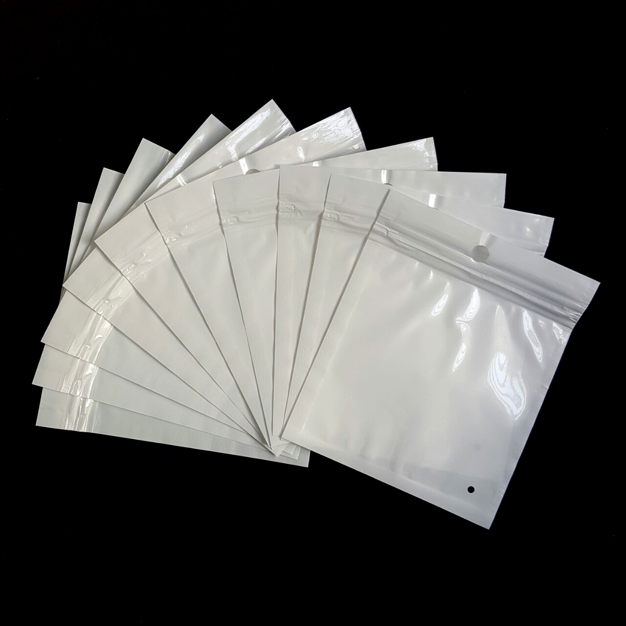 Combo 10 túi zip trắng 1 mặt trong kích thước 10cm x 12cm