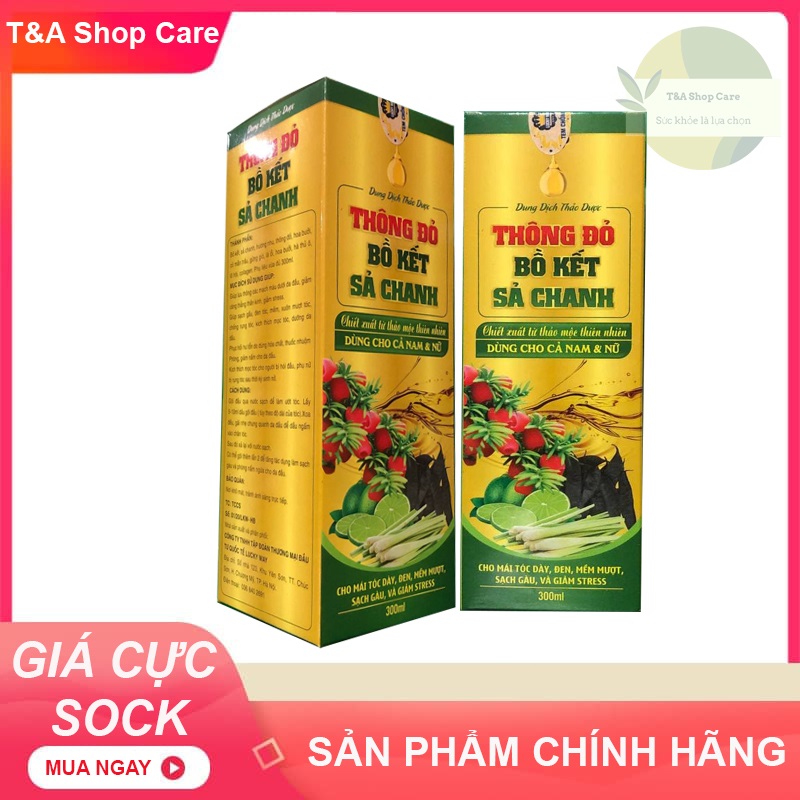 Dầu gội thảo dược dầu gội thông đỏ bồ kết sả chanh giúp sạch gầu đen tóc phục hồi hư tổn chai 300ml