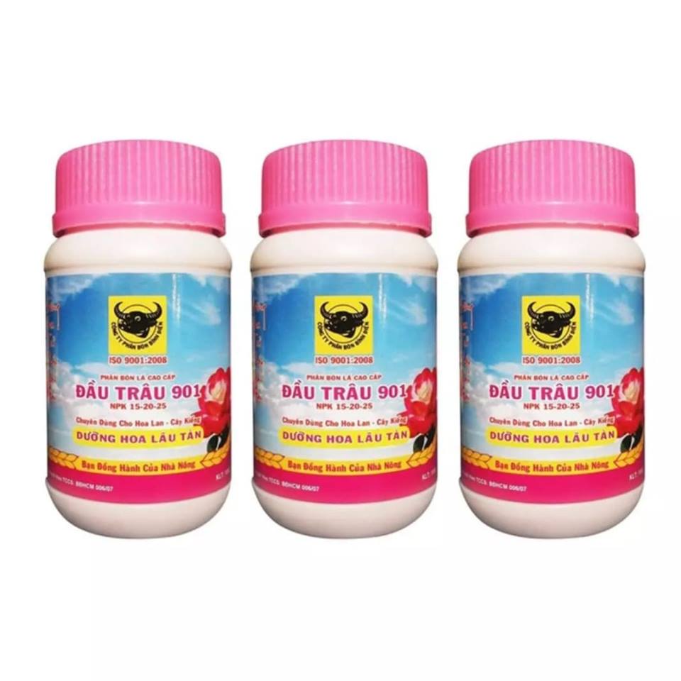 Combo 3 lọ phân bón lá npk đầu trâu 901 dưỡng hoa lâu tàn 100gr x3 phan bon la dau trau 901