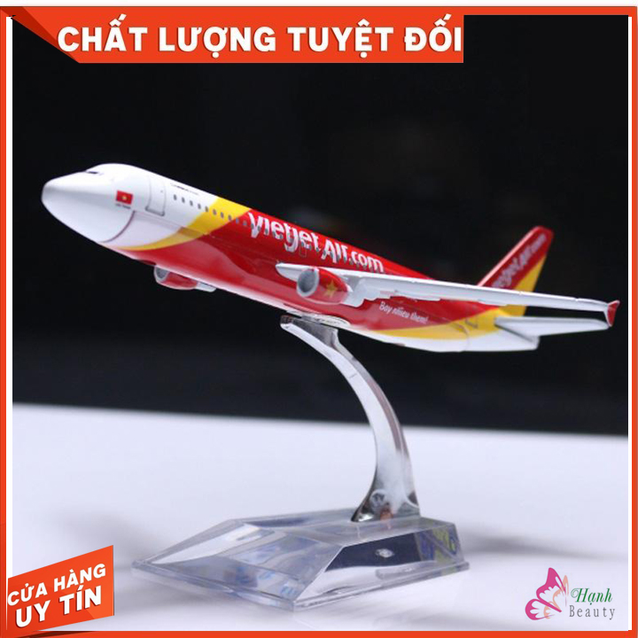 MÔ HÌNH MÁY BAY KIM LOẠI VIETJET AIR 16CM + KÈM ĐẾ MICA