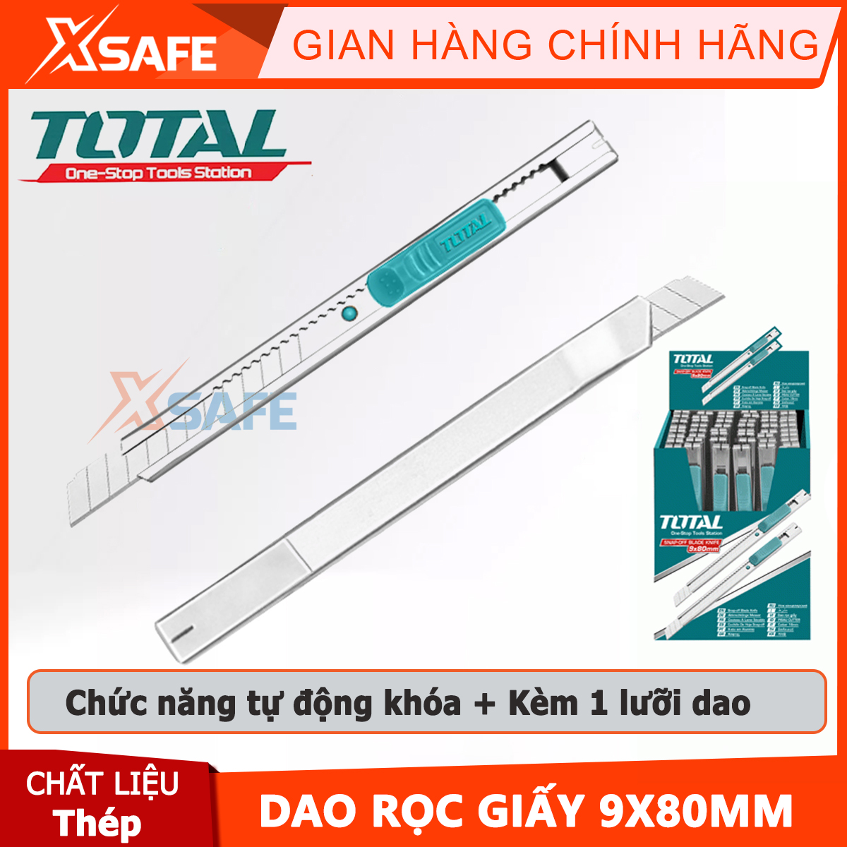 Dao rọc giấy 9x80mm Total THT5110906chính hãngxsafextools