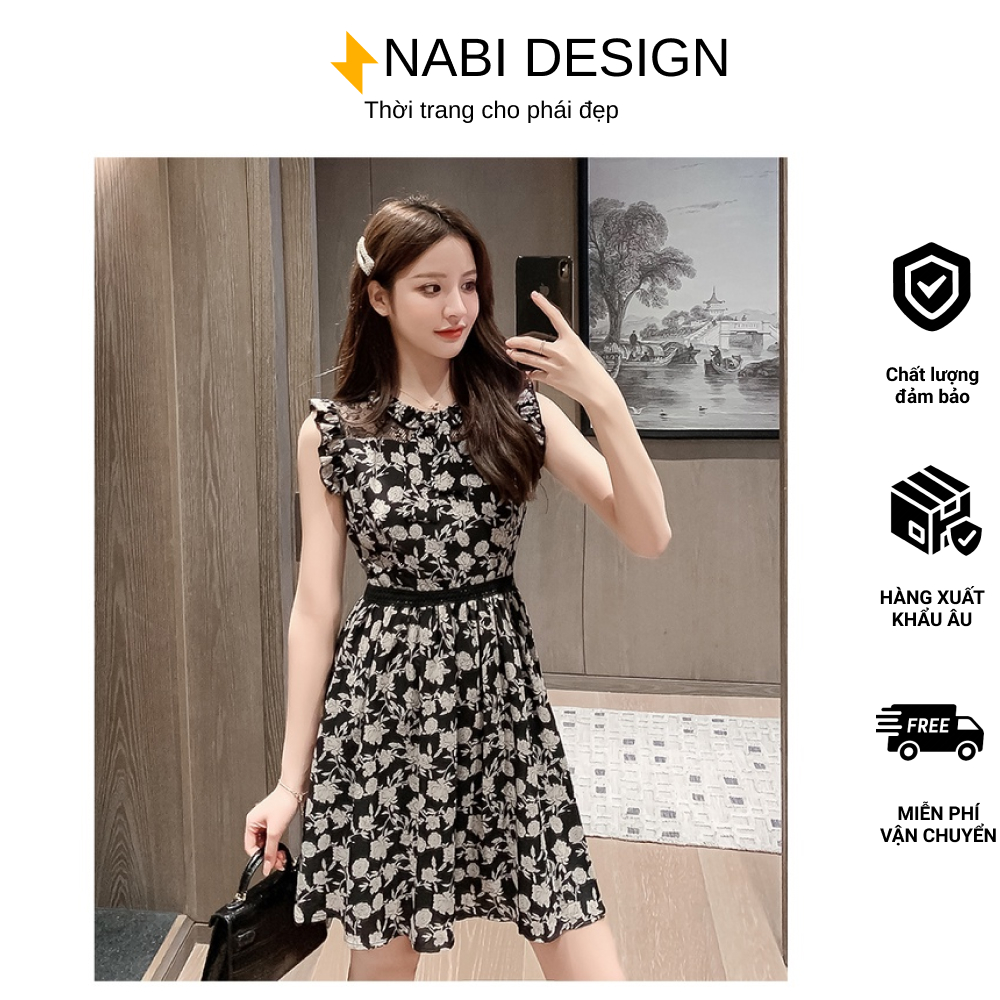 Váy lụa thiết kế họa tiết mới nabi váy thiết kế nvvl23x