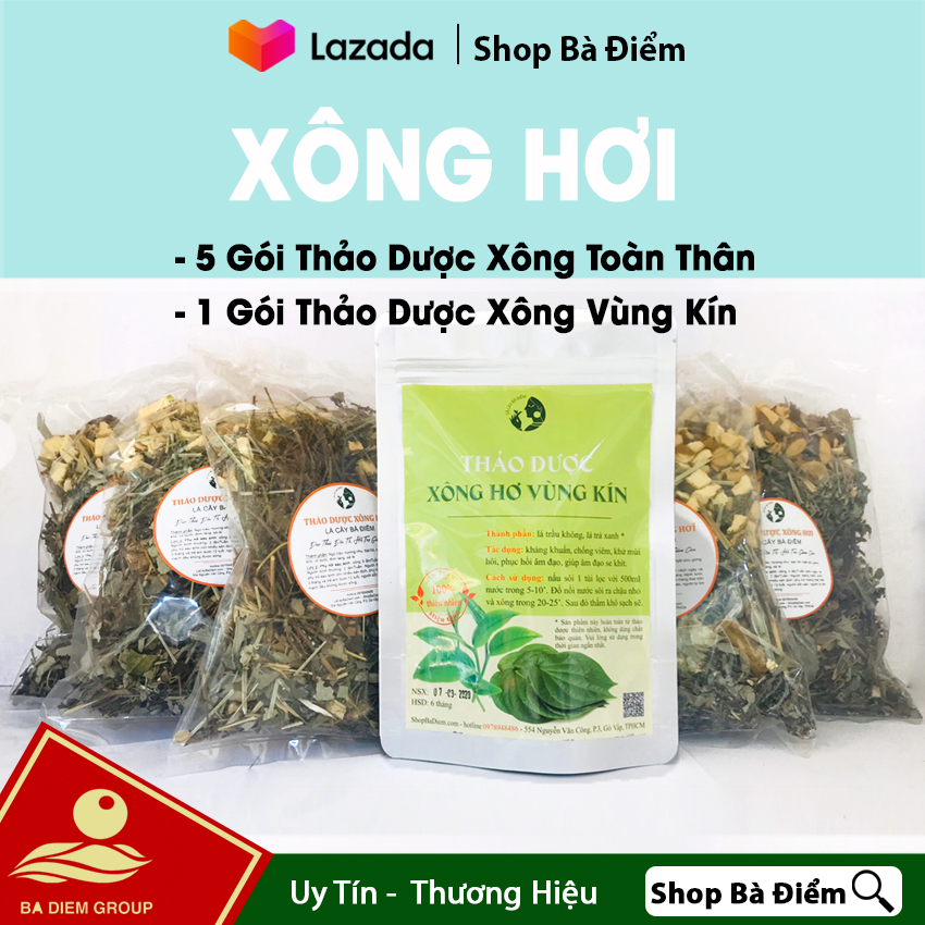 [COMBO] 5 Gói Thảo Dược Xông Hơi Toàn Thân & 1 Gói Thảo Dược Xông Vùng Kín | Xông Hơi Giải Độc Tố, Khử Mùi Cơ Thể, Phục Hồi Sức Khỏe, Lưu Thông Khí Huyết - Shop Bà Điểm.