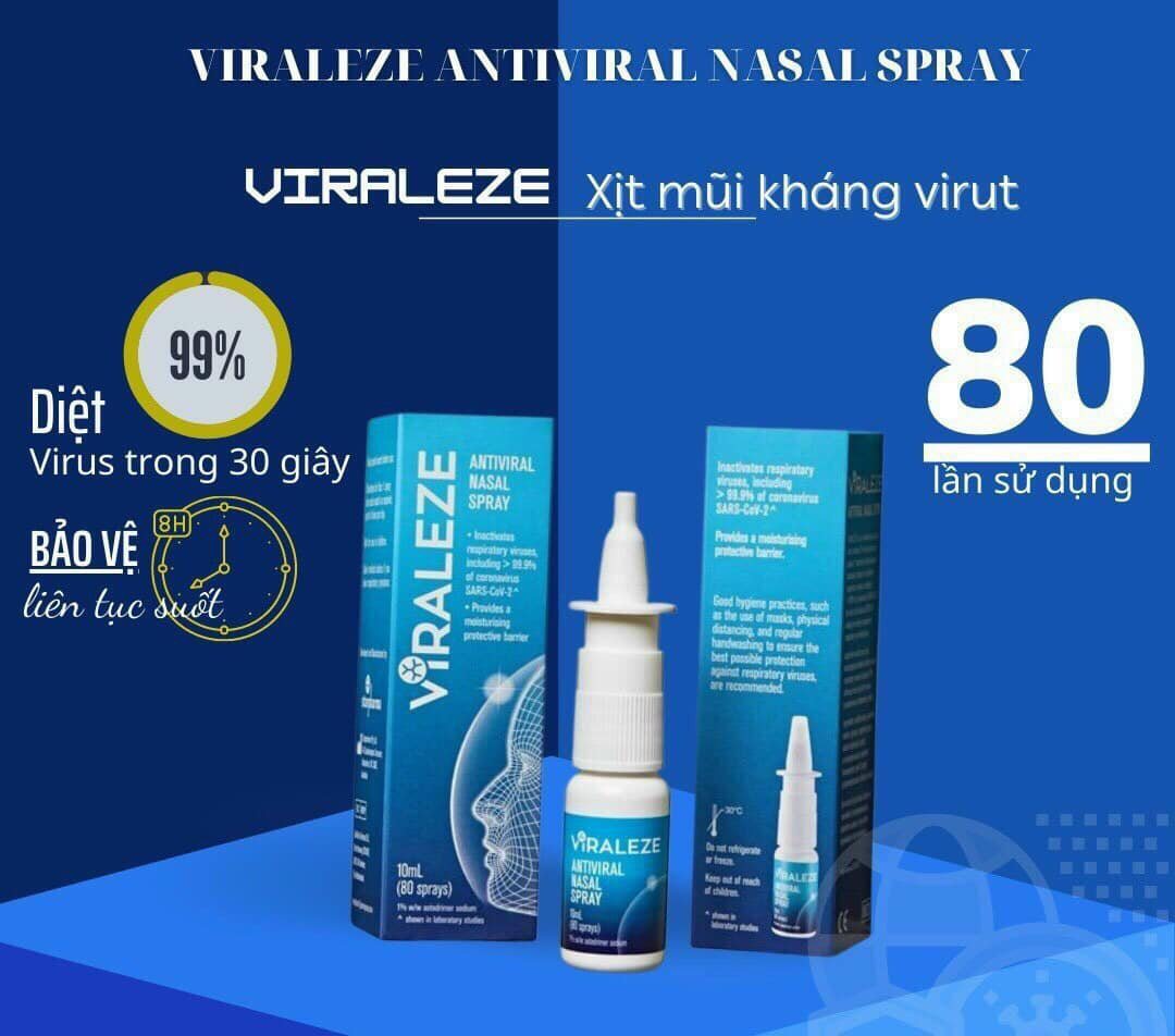 Bình xịt mũi Viraleze - Xịt mũi kháng Virus - Nhập khẩu Úc - Giấy chứng nhận đầy đủ.