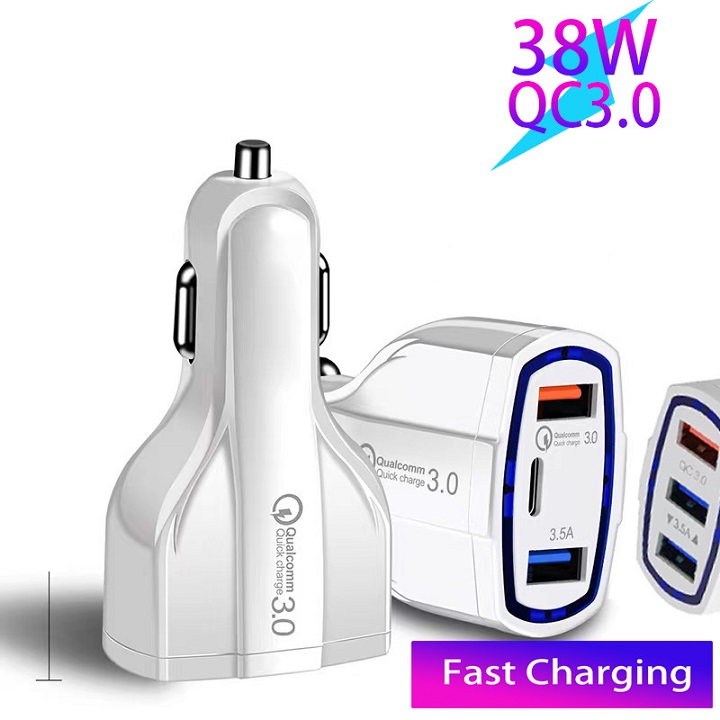 Bộ sạc xe hơi sạc nhanh 3.0a/bộ sạc xe hơi và xe máy 2 cổng usb 1 cổng type c sạc nhanh/tẩu sạc oto sạc nhanh 3.0a/ tau sac oto , xe may cong usb va type c