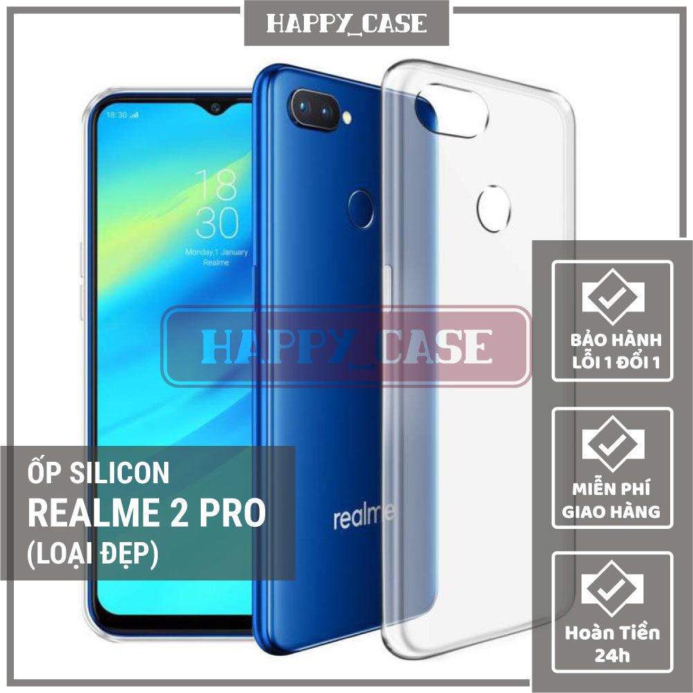 Ốp lưng điện thoại realme 2 pro thin transparent silicon