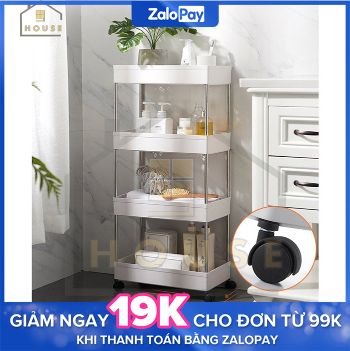 Kệ Để Đồ Nhà Bếp 4 Tầng Có Bánh Xe Phòng Tắm Phòng Khách Giá Lưu Trữ Có Bánh Xe Kệ Đựng Đồ Dùng Đa Năng,Gia Vị,Chai Lọ, Khăn, Tả, Sữa, Đựng Rau Củ
