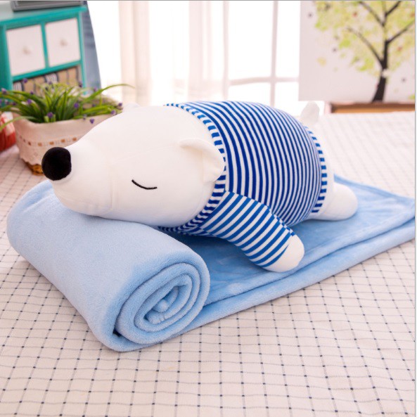 Bộ chăn gối văn phòng Cua xinh, Trâu xinh, Khủng long đáng yêu. Gấu bông đẹp cho bé 2in1
