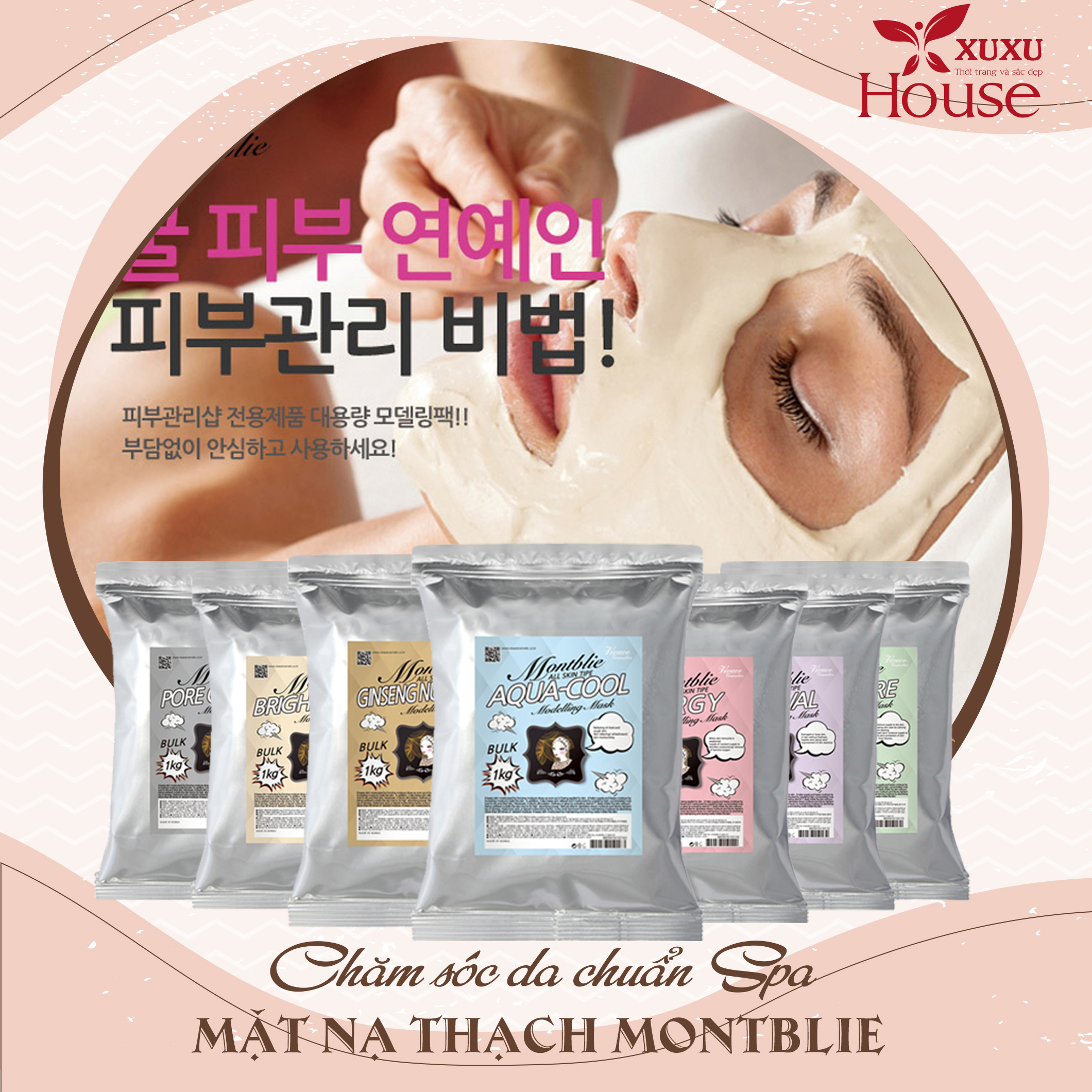 1Kg Mặt nạ thạch dẻo Montblie Modeling Mask Hàn Quốc chuyên dùng cho Spa