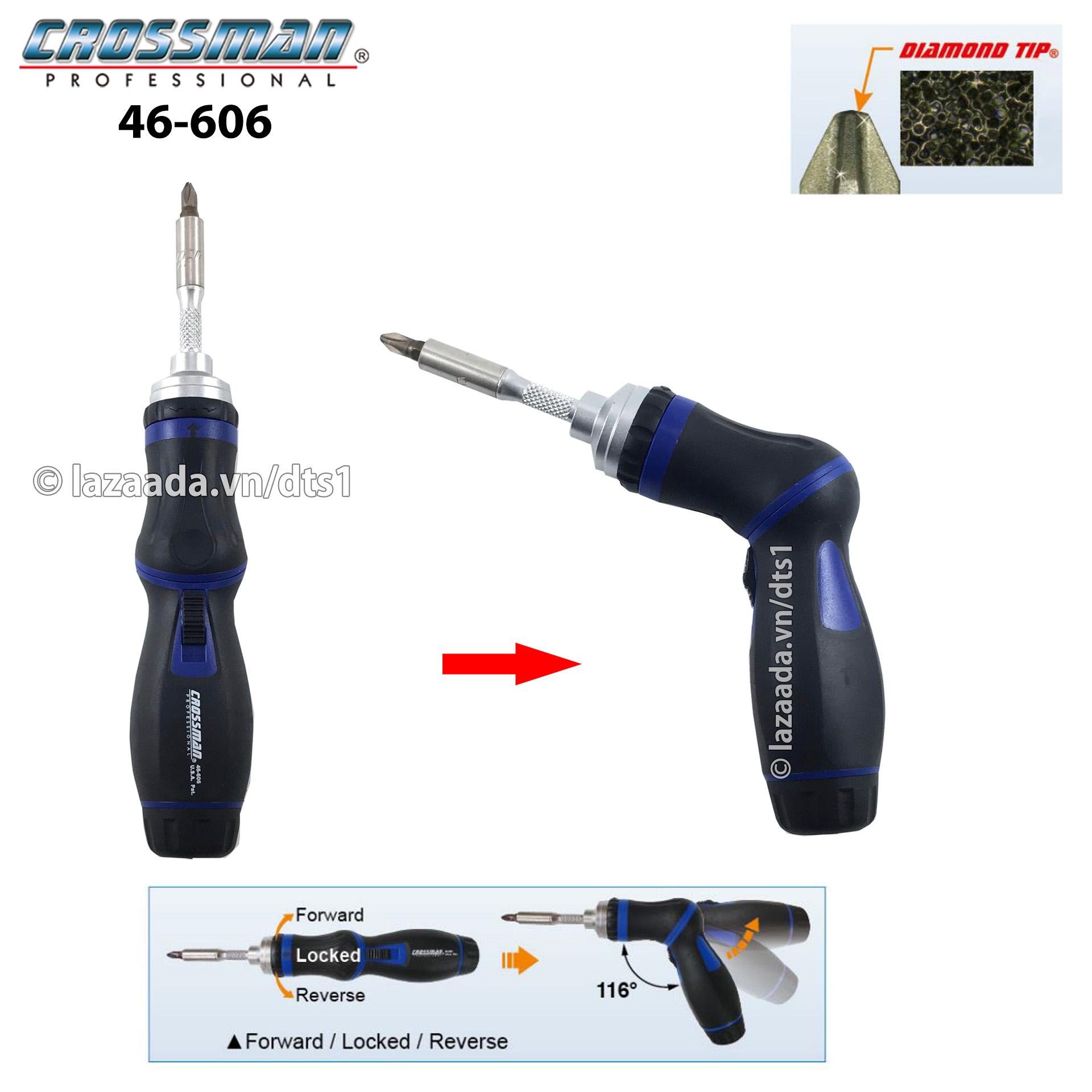 Bộ tô vít đa năng tự động, bẻ góc 116 độ, có trợ lực crossman u.s.a 46-606
