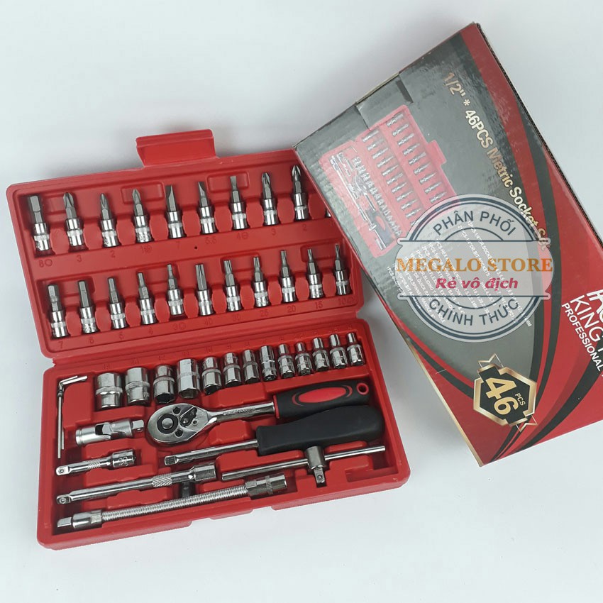 Bộ dụng cụ sửa chữa đa năng 46 chi tiết bộ khẩu sữa chữa ô tô xe máy bộ 46 chi tiết 46 món ốc vít