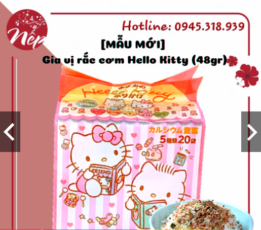 Mẫu mới bịch 20 gói gia vị rắc cơm hello kitty nhật bản