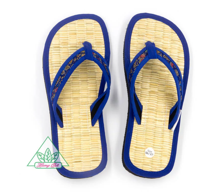 Dép chiếu xỏ ngón Hương Quế DCQ-47 nguyên liệu tự nhiên (sợi chiếu, bột quế, sợi đay) ngăn ngừa mồ hôi chân, giữ ẩm và mát chân