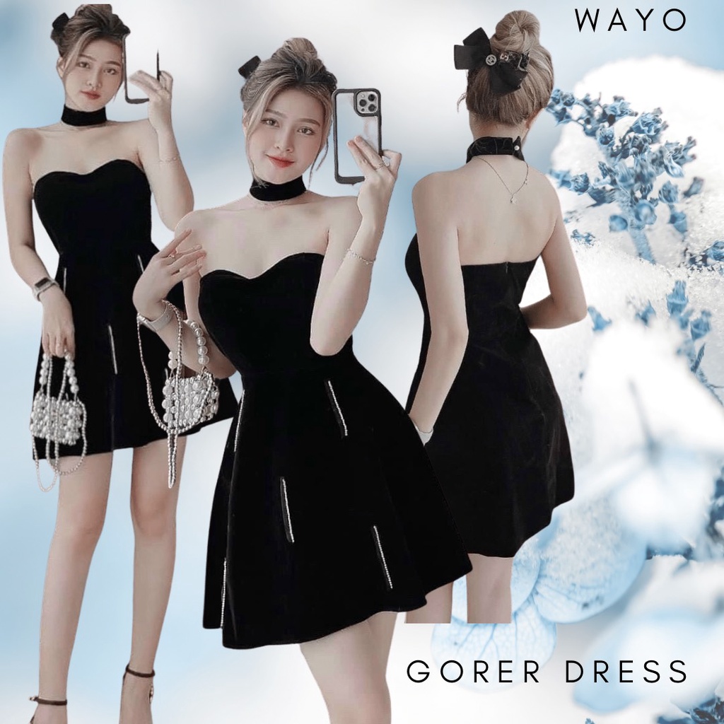 Đầm WAYO nhung cúp ngực jocker cổ sang trọng