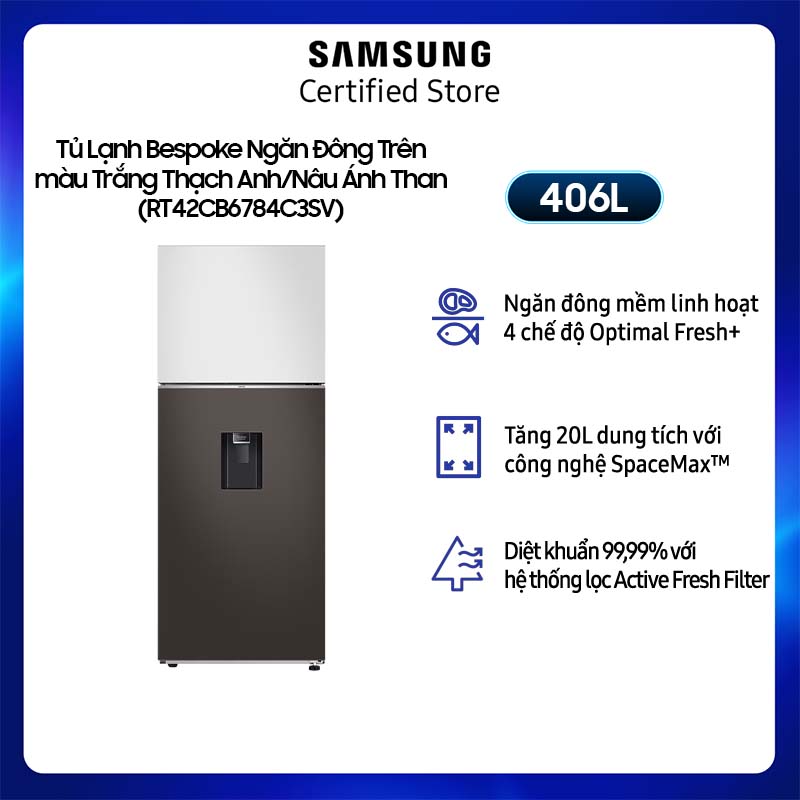 [KHÔNG COD][FreeSHIP + Lắp Toàn Quốc] Tủ lạnh Samsung inverter hai cửa 406 lít RT42CB6784C3SV