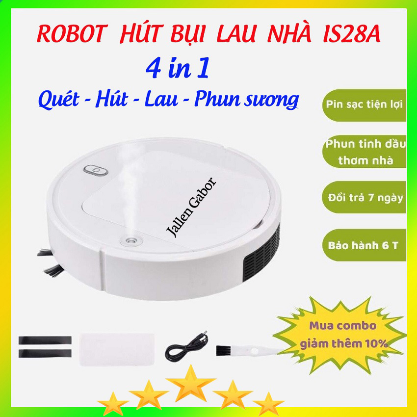 Máy Hút Bụi, Máy Lau Nhà, ROBOT Hút Bụi Lau Nhà IS28A, ROBOT Hút Bụi Tự Động Thông Minh,Tự Động Phát Hiện Khi Gặp Vật Cản - Bảo Hành 12 Tháng