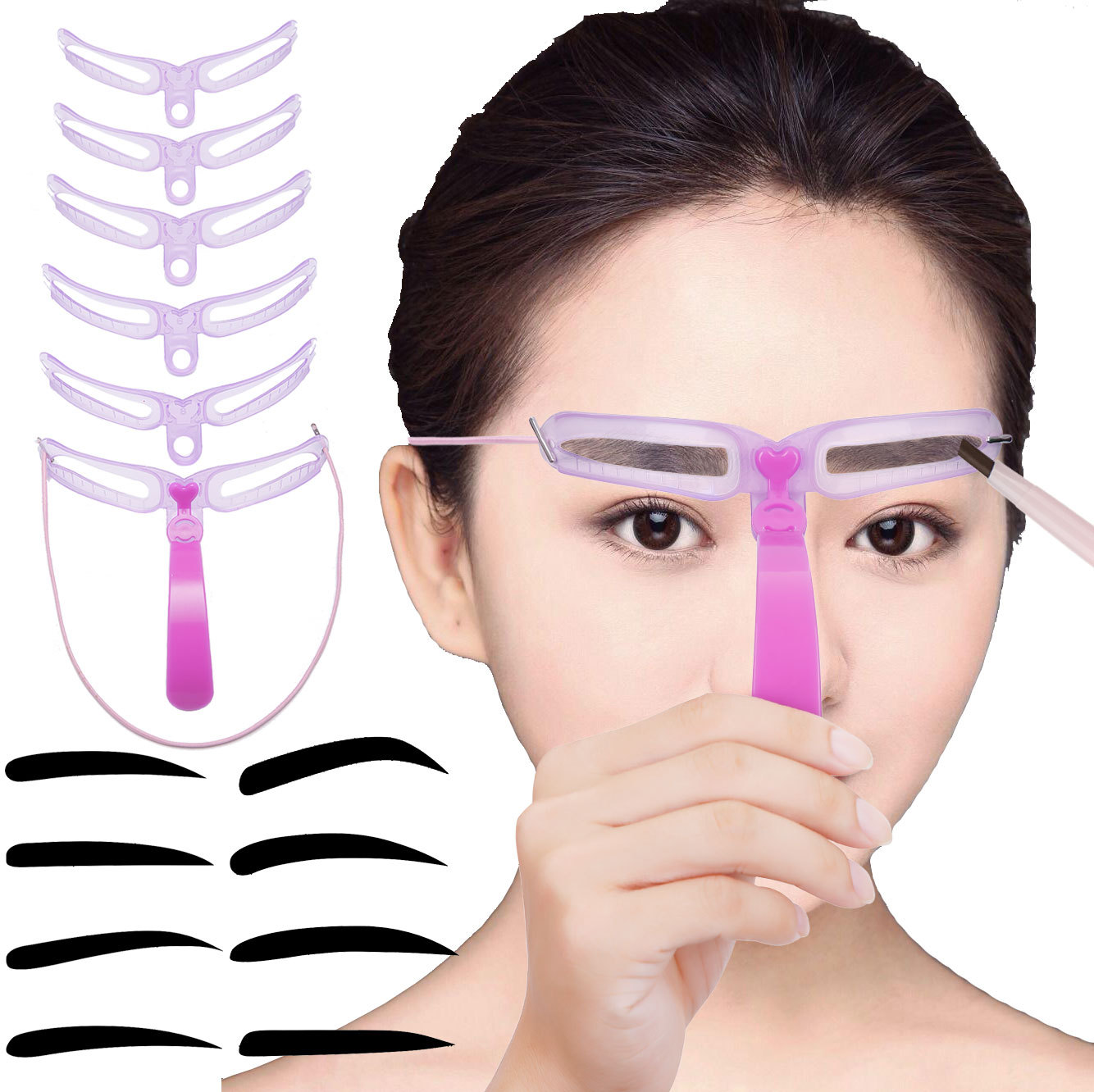 Combo 8 khung kẻ chân mày Magic Lady, Dụng cụ kẻ lông mày cho người mới bắt đầu- Khuôn kẻ chân mày đẹp, lông mày ngang, Dụng cụ trang điểm SHOPER