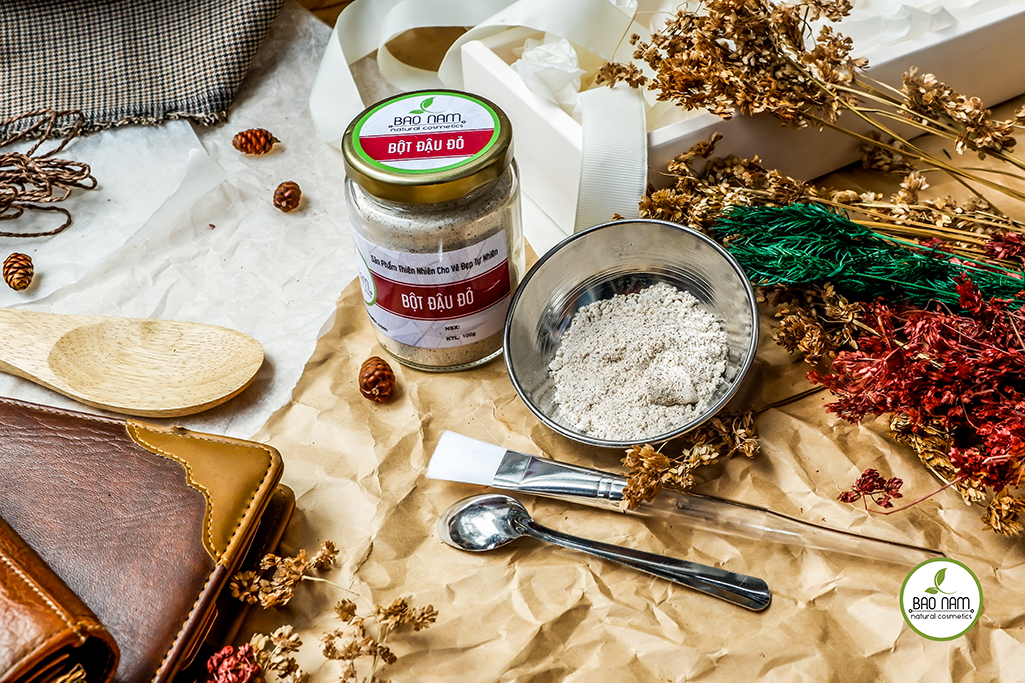 [HCM]Bột Đậu Đỏ Nguyên Chất Dành Cho Da Khô 100gr + Tặng Bộ Đắp Mặt Inox