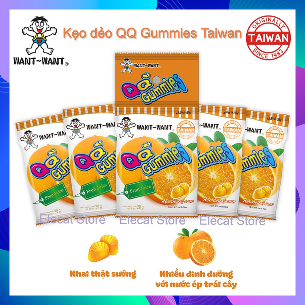 Kẹo dẻo QQ Gummies Taiwan - Vị cam - Loại 20g