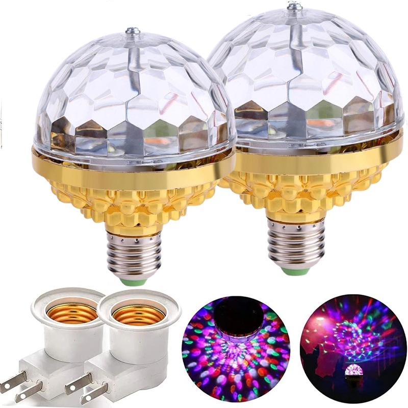Đèn led xoay 7 màu vũ trường nháy chớp theo nhạc bay phòng sân khấu hiệu ứng 360 độ kèm đui cắm E27