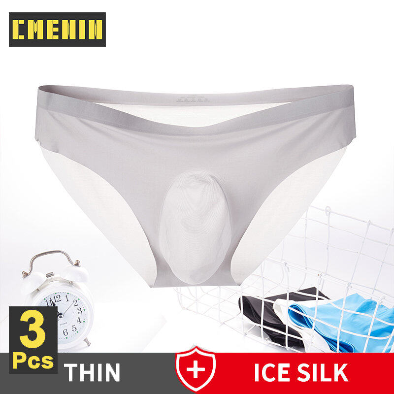 CMENIN MiiOW 3Pcs Ins Phong Cách Lụa Băng Quần Lót Nam Gợi Cảm Quần Sịp Nam Quần Lót Eo Thấp Quần Lót Người Đàn Ông Mỏng Ngắn Gọn MR805896