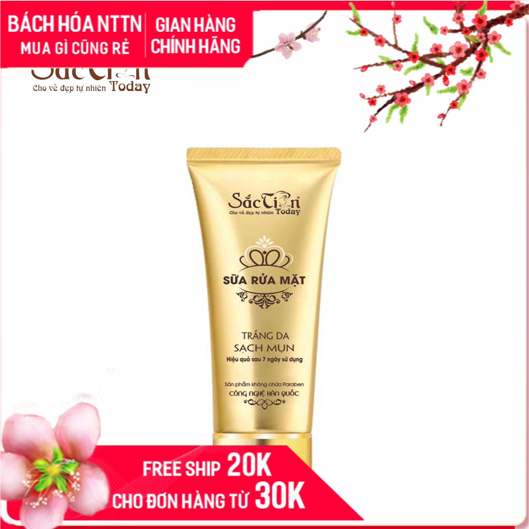 Sữa rửa mặt Sắc Tiên Today (100ml) ngăn ngừa mụn cho nam,nữ làm trắng da mềm mịn giảm thâm mụn cho da dầu công nghệ Hàn Quốc