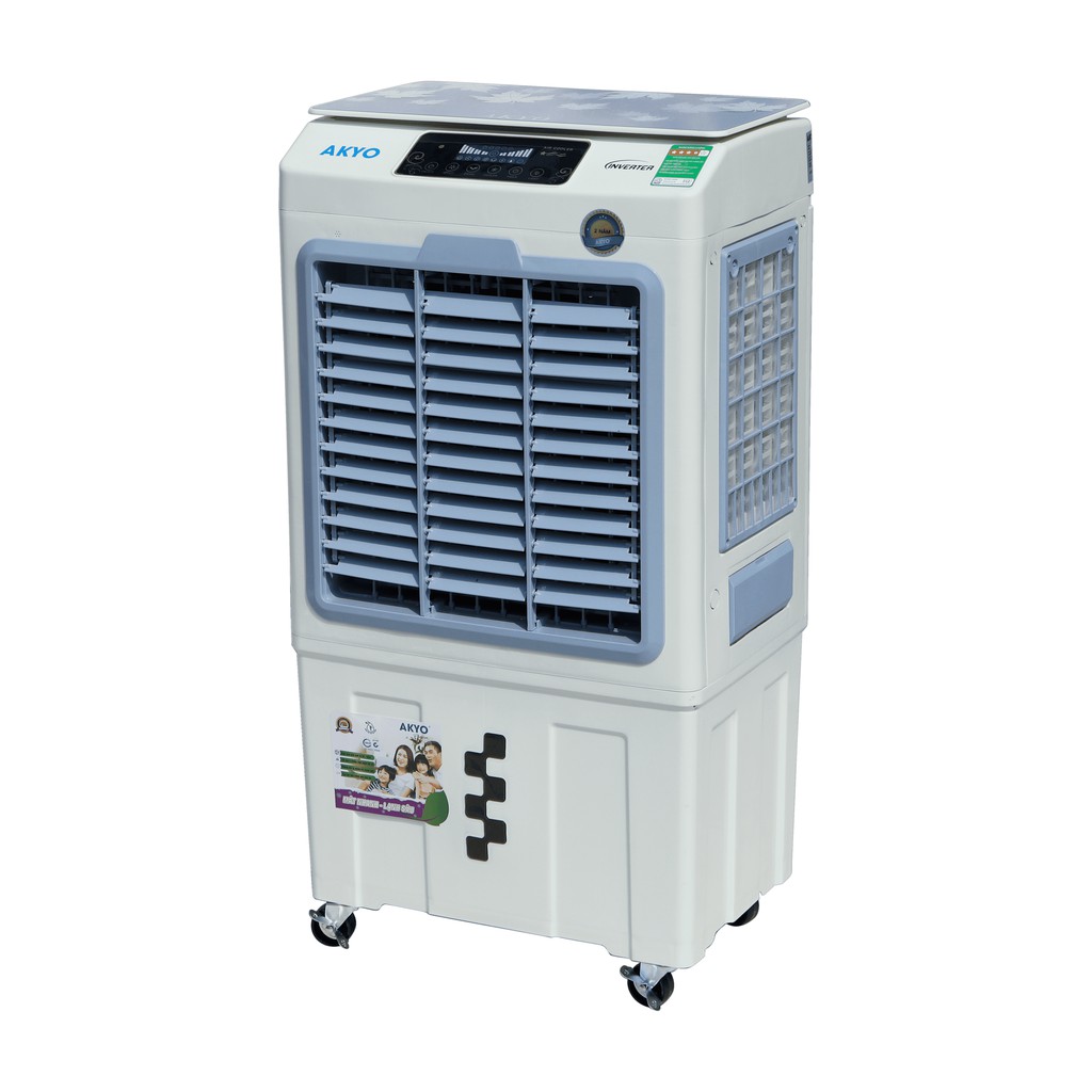 Quạt điều hòa không khí akyo inverter ak5500 mặt kính cường lực 5.500m3/h 140w tặng kèm 2 đá khô bảo hành 24 tháng