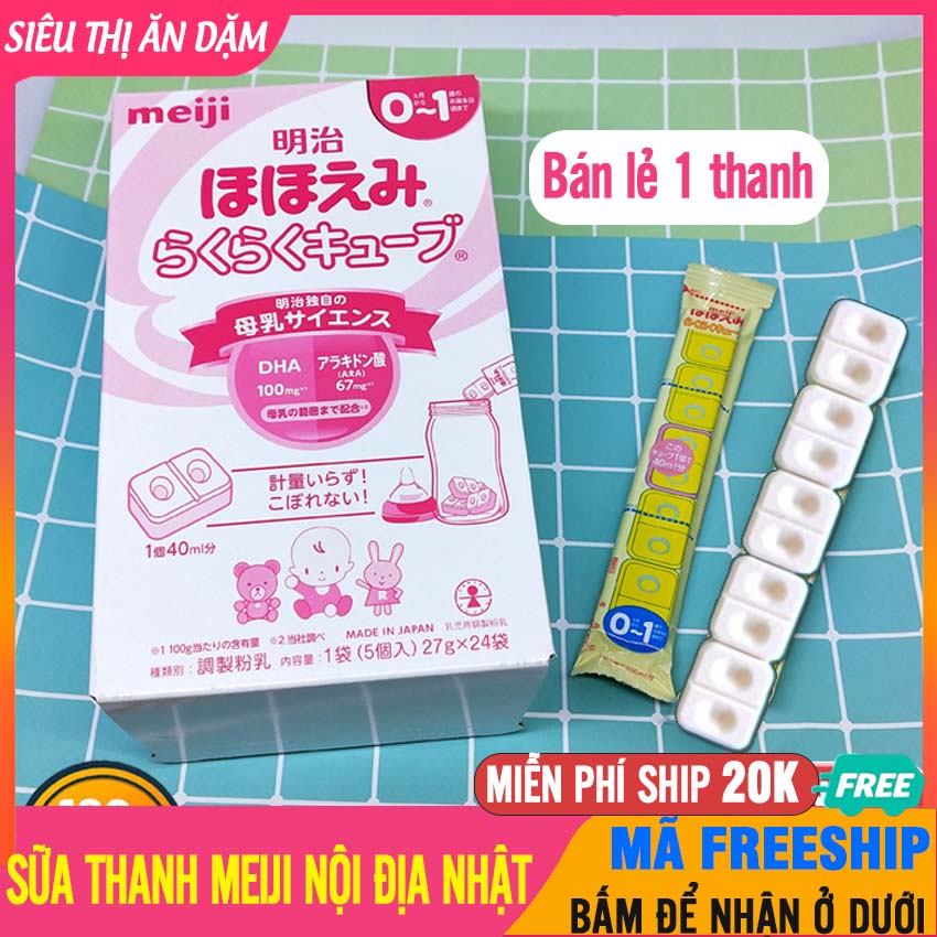 Sữa Meiji Thanh Số 0 HÀNG NỘI ĐỊA NHẬT (5 viên 1 thanh) Giàu Dinh Dưỡng, Thơm Ngon Cho Bé Từ 0-1 Tuổi - Sữa Meiji, Sữa Tươi Thanh Trùng, Sữa Non Cho Bé, Sua Meij Thanh- 1 Sua Meiji Thanh Nội Địa - 4902705119123