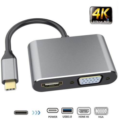 Cáp chuyển usb type-c ra 2 cổng hdmi/ vga thương hiệu stadaz