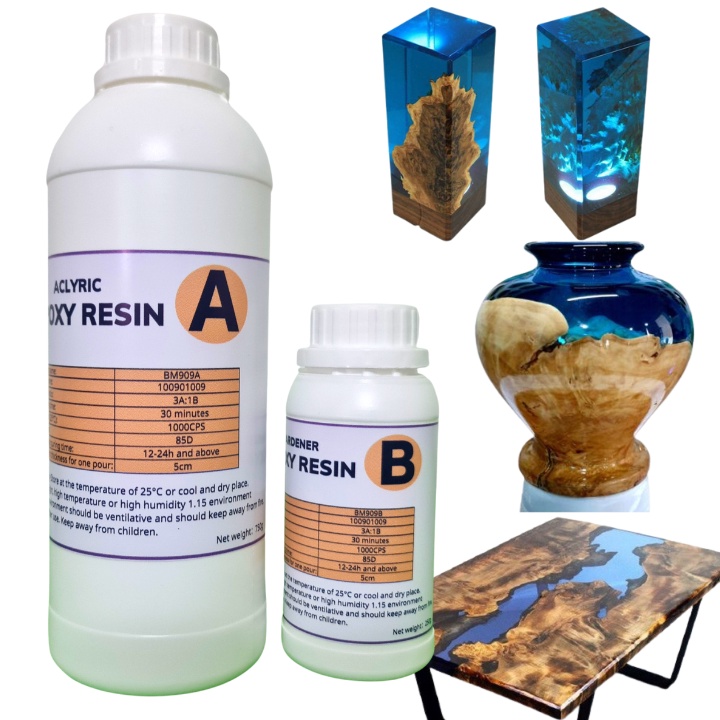 01 kg Keo Epoxy Resin siêu trong, siêu cứng loại đổ khối chiều dày tối đa 5cm