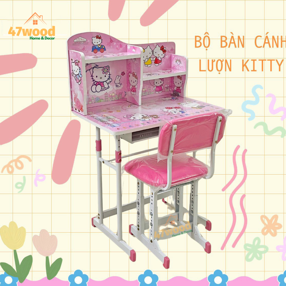 Bộ bàn trẻ em tăng chỉnh độ cao 47wood, 1 bàn 1 ghế lắp ráp hàng việt nam chất lượng cao