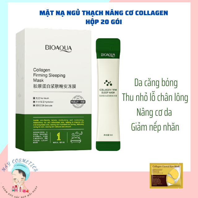 Hộp 20 gói mặt nạ ngủ thạch nâng cơ mặt nạ ngủ bioaqua + tặng kèm mặt nạ mắt collagen