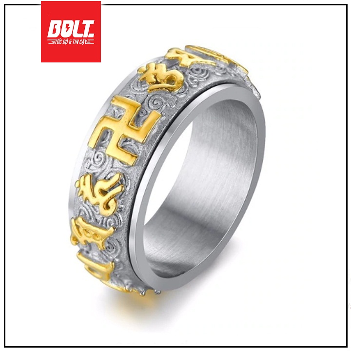 [HCM]Nhẫn titan vàng câu chú Om Mani Padme Hum mang lại may mắn bình an BU69 - Bolt Unicolour Betta