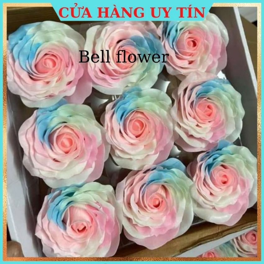 Hoa sáp dạ quang thơm giá sỉ, hộp 9 bông hoa hồng sáp pastel đẹp vĩnh cửu hà nội bó tặng sinh nhật trang trí bell flower