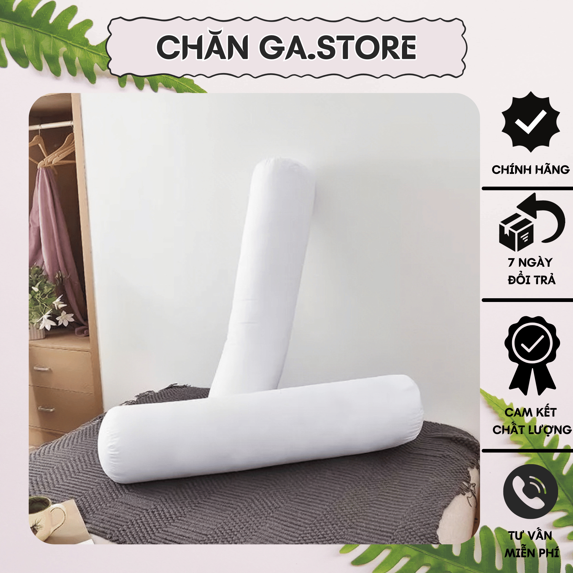 Ruột gối ôm bông gòn trắng tinh khiết, kích thước 35x100cm, mềm mịn, êm ái